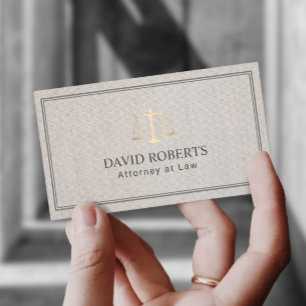 Classic Lawyer Attorney Gold Scale Elegante Linen Visitenkarte