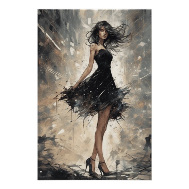 Classic LBD Digital Zeichnend KI-Kleid Poster (Vorderseite)