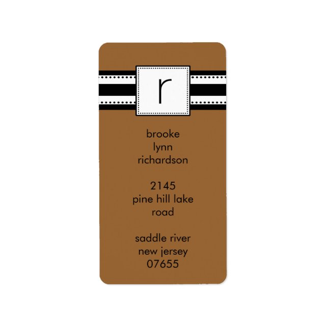 Classic Letter R Monogram, Vetical Address Labels. Adressaufkleber (Vorne)