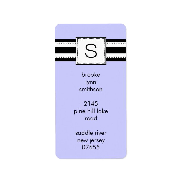 Classic Letter S Monogram, Vetical Address Labels. Adressaufkleber (Vorne)