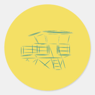 Classic Lifeguard Tower Runder Aufkleber