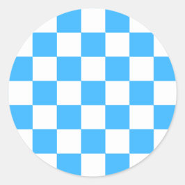 Classic light blue checkerboard runder aufkleber