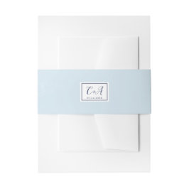 Classic Light Blue Watercolor Monogram Wedding Einladungsbanderole