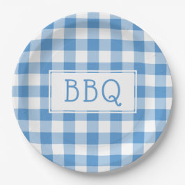 Classic Light Blue White Gingham Pattern GRILLEN P Pappteller