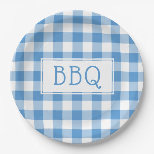 Classic Light Blue White Gingham Pattern GRILLEN P Pappteller