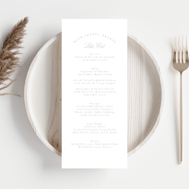 Classic Light Gray Calligraphy Formal Wedding Menükarte (Von Creator hochgeladen)