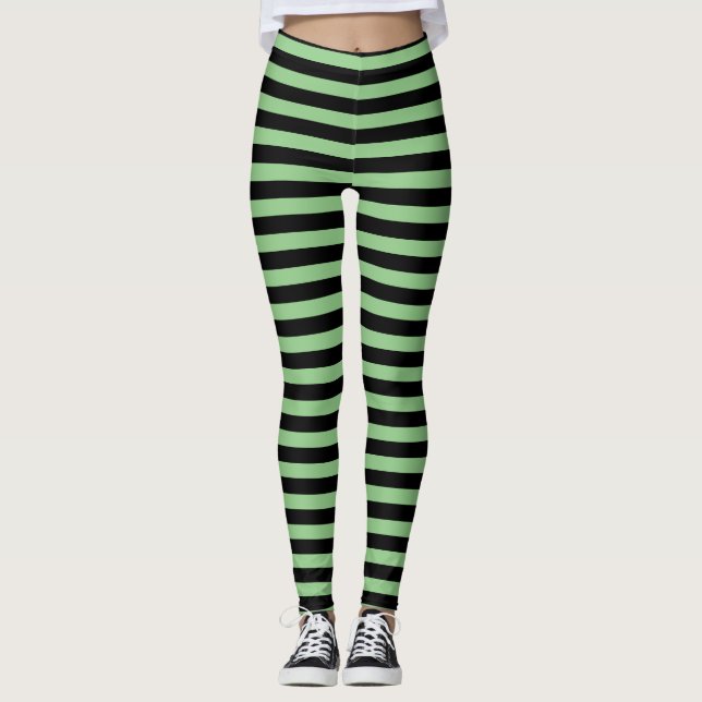 Classic Light Green und Black Striping Leggings (Vorderseite)