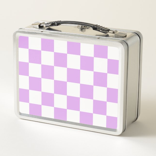Classic light lavender checkerboard  metall brotdose (Rückseite)