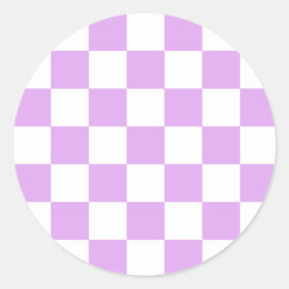 Classic light lavender checkerboard runder aufkleber