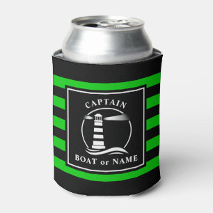 Classic Lighthouse Captain oder Bootname Green Dosenkühler