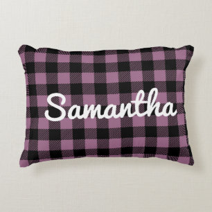 Classic Lila Buffalo Karo Kariert Personalisiert Dekokissen