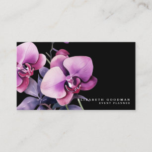 Classic Lila Orchids Black Business Cards Visitenkarte