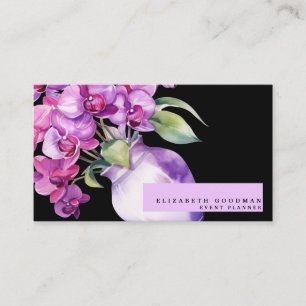 Classic Lila Orchids Black Business Cards Visitenkarte