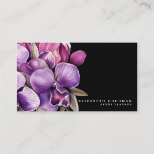 Classic Lila Orchids Black Business Cards Visitenkarte