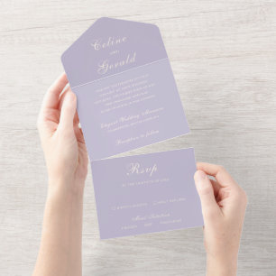 Classic Lilac Elegant Wedding All In One Einladung