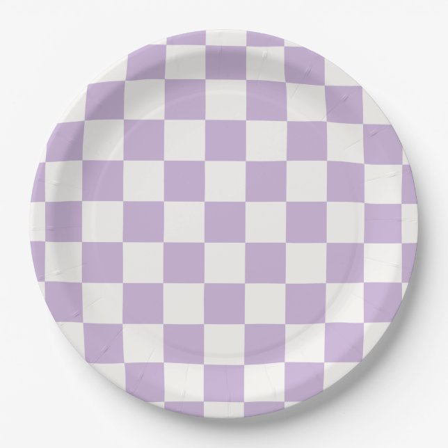 Classic Lilac Gingham Picnic Pappteller (Vorderseite)