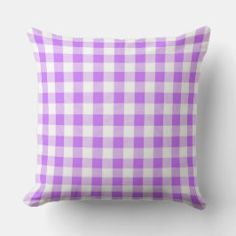 Classic Lilac Gingham Throw Pillow Kissen