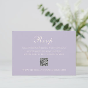 Classic Lilac QR Code Elegant Wedding RSVP Karte