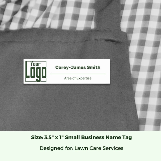 Classic Logo Expertise Classic White Green Namensschild (Classic Logo Expertise Classic White Green Name Tag; Size 3.5 x 1 Inch)