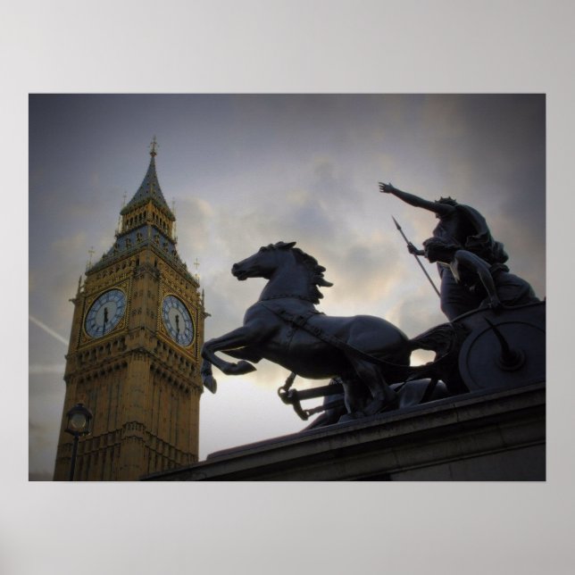 Classic London - Boadicea Statue - Big Ben Poster (Vorne)