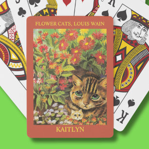 Classic Louis Wain Blume Cats Personalisiert Spielkarten
