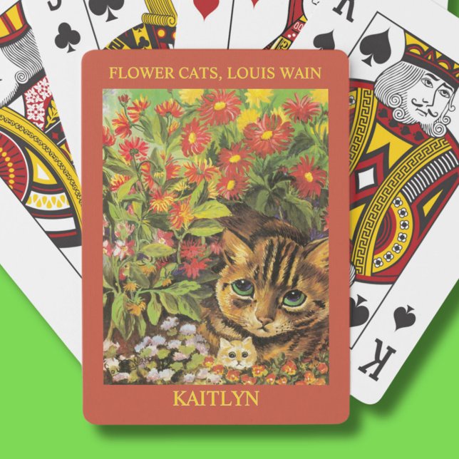 Classic Louis Wain Blume Cats Personalisiert Spielkarten (Von Creator hochgeladen)