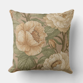 Classic,Lovely Flowers Pattern, Sage Gold Bloom Kissen