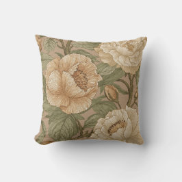 Classic,Lovely Flowers Pattern, Sage Gold Bloom Kissen