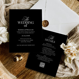 Classic Luxe Black   All in One QR Code Wedding Einladung