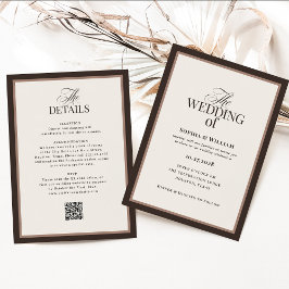 Classic Luxe | Brown Neutral RSVP QR Code Wedding Einladung