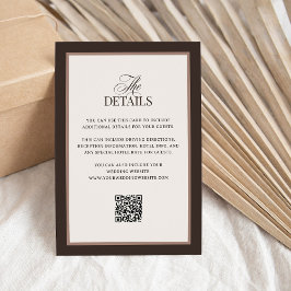 Classic Luxe Brown | QR Code Wedding Guest Details Begleitkarte