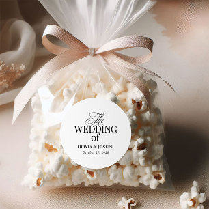 Classic Luxe   Einfache Schwarz-Weiß-Hochzeit Runder Aufkleber