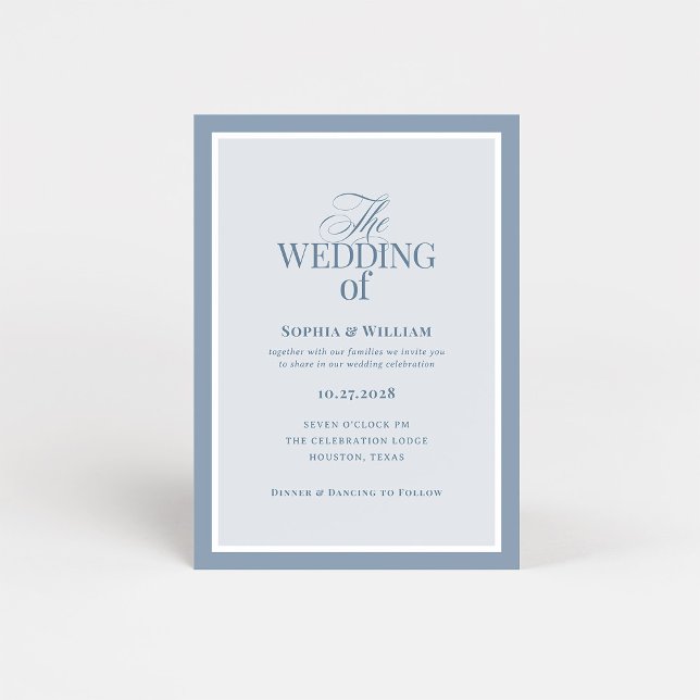 Classic Luxe | Elegant Dusty Blue Wedding Einladung (Von Creator hochgeladen)