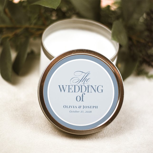 Classic Luxe | Elegant Dusty Blue Wedding Runder Aufkleber (Von Creator hochgeladen)