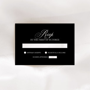 Classic Luxe Elegante Black Wedding RSVP Karte