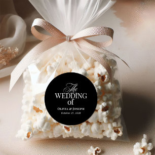 Classic Luxe   Elegante Black Wedding Runder Aufkleber