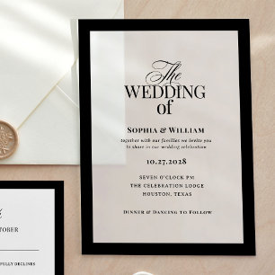 Classic Luxe Elegante Schwarze Rahmen Hochzeit Acryleinladungen