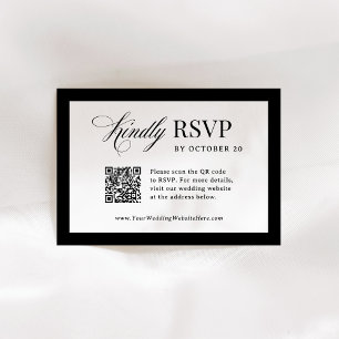 Classic Luxe Eleganter, Scannable QR Code Hochze RSVP Karte
