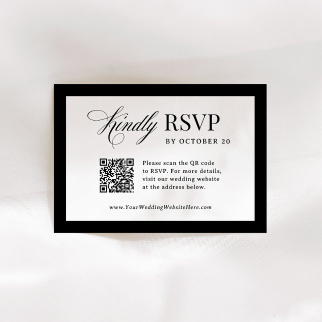 Classic Luxe | Eleganter, Scannable QR Code Hochze RSVP Karte (Von Creator hochgeladen)