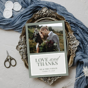Classic Luxe   Elegantes Sage Green Wedding Foto Dankeskarte