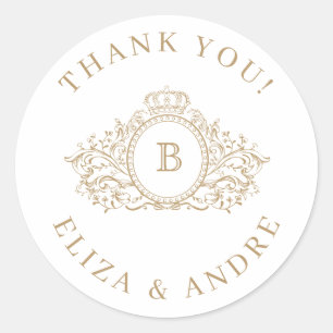 Classic Luxe, Gold Custom Monogram Wedding Sticker