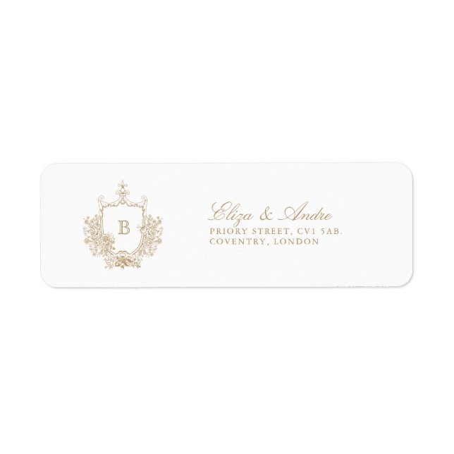 Classic Luxe Gold Monogram Rücksendeadressen-Aufkl (Vorne)