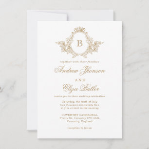 Classic Luxe Gold Monogram Wappen Custom Wedding Einladung