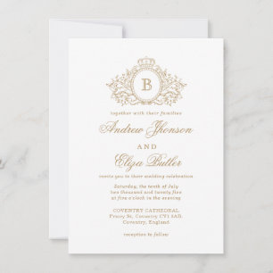 Classic Luxe Gold Monogram Wedding Einladung