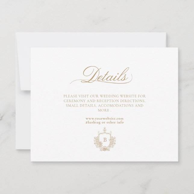 Classic Luxe Gold und White Monogram Details Card Mitteilungskarte (Vorderseite)