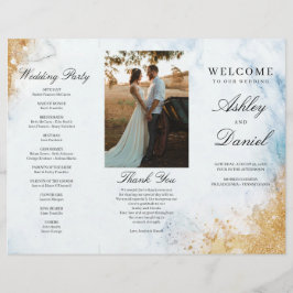 Classic Luxe Marble Trifold Wedding Program Flyer