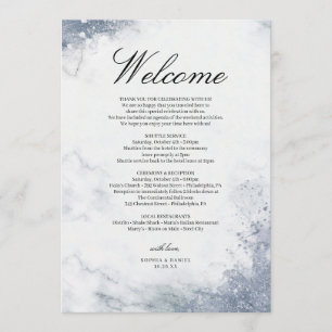Classic Luxe Marble Wedding Welcome Itinerary Programm