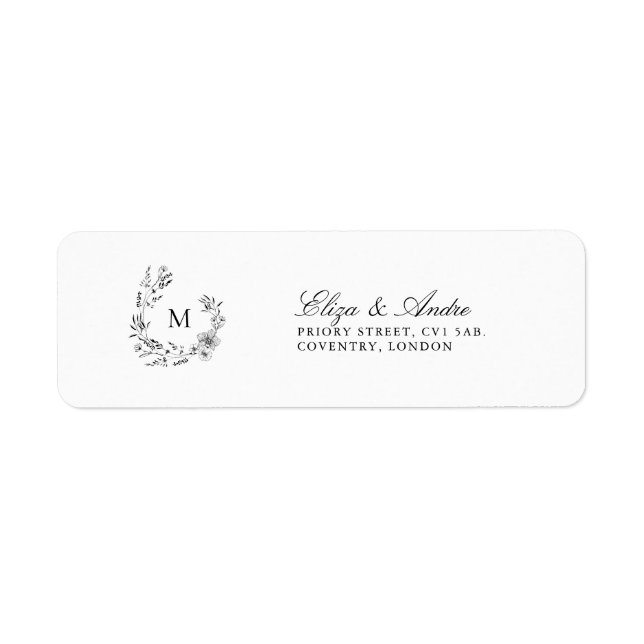 Classic Luxe Monogram Rücksendeadressen-Aufkleber (Vorne)