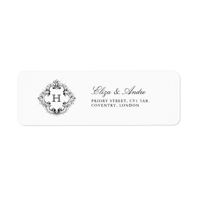 Classic Luxe Monogram Rücksendeadressen-Aufkleber (Vorne)