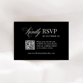 Classic Luxe | QR-Hochzeitsangabe für schwarze Sca RSVP Karte